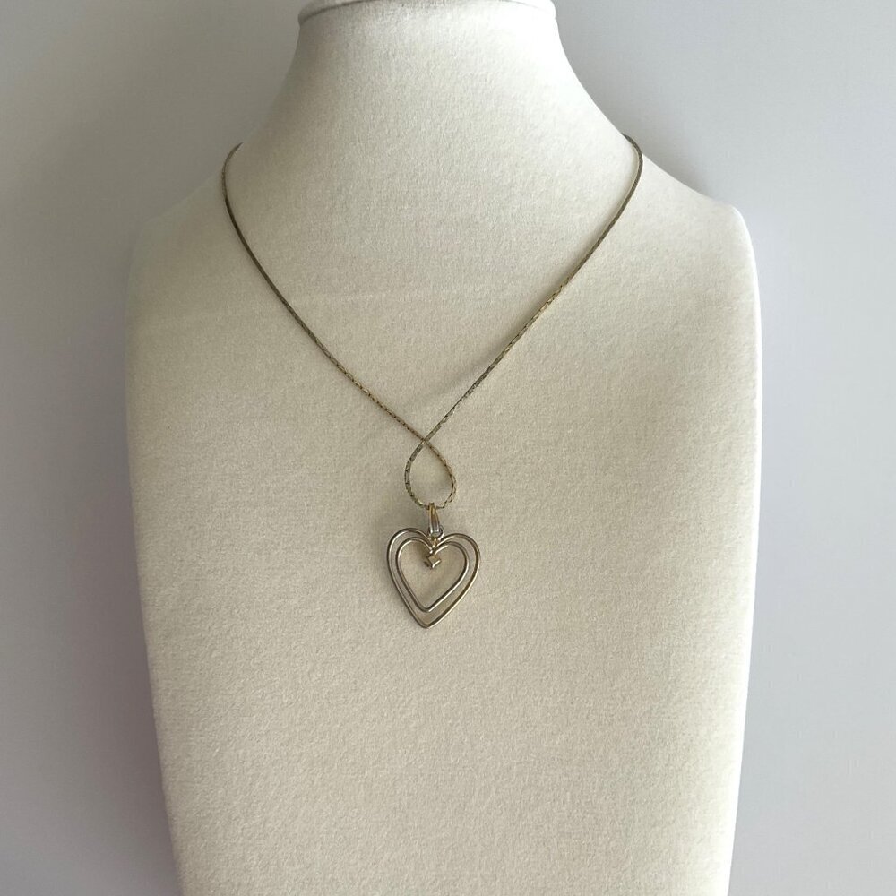 VINTAGE DOUBLE HEART RINESTONE NECKLACE RARE - Picture 10 of 12